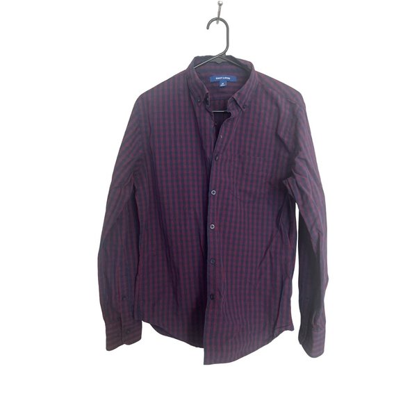 Bowery & Broome M Red and Navy Plaid Button Down Shirt - Picture 1 of 3